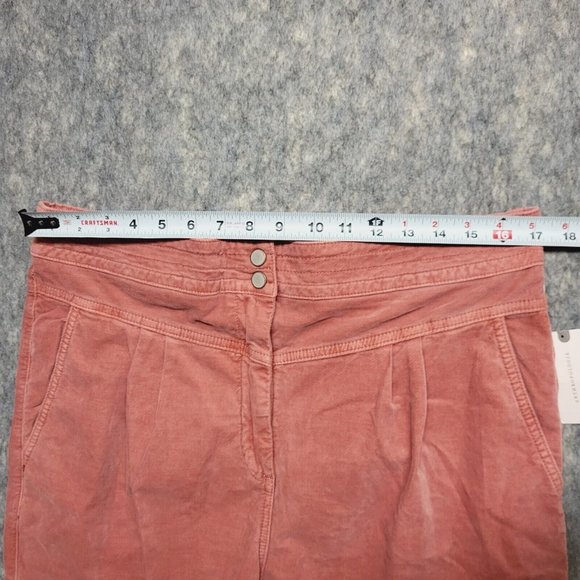 Anthropologie Kalea Trouser Jogger Womens Large Rose Pleated Corduroy High Rise - Picture 11 of 14